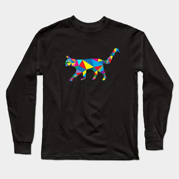 Geometric Cat Long Sleeve T-Shirt by martinussumbaji